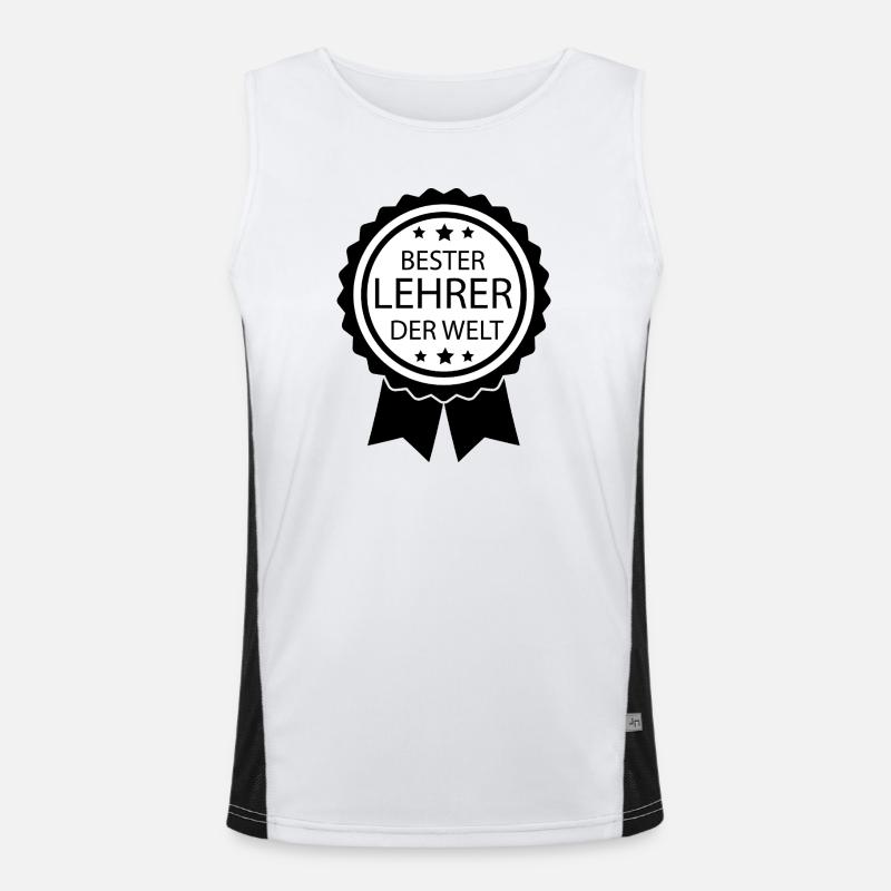 Bester Lehrer der Welt Geschenk Abschied Schule Funktionelles Kontrast-Tank Top für Männer 