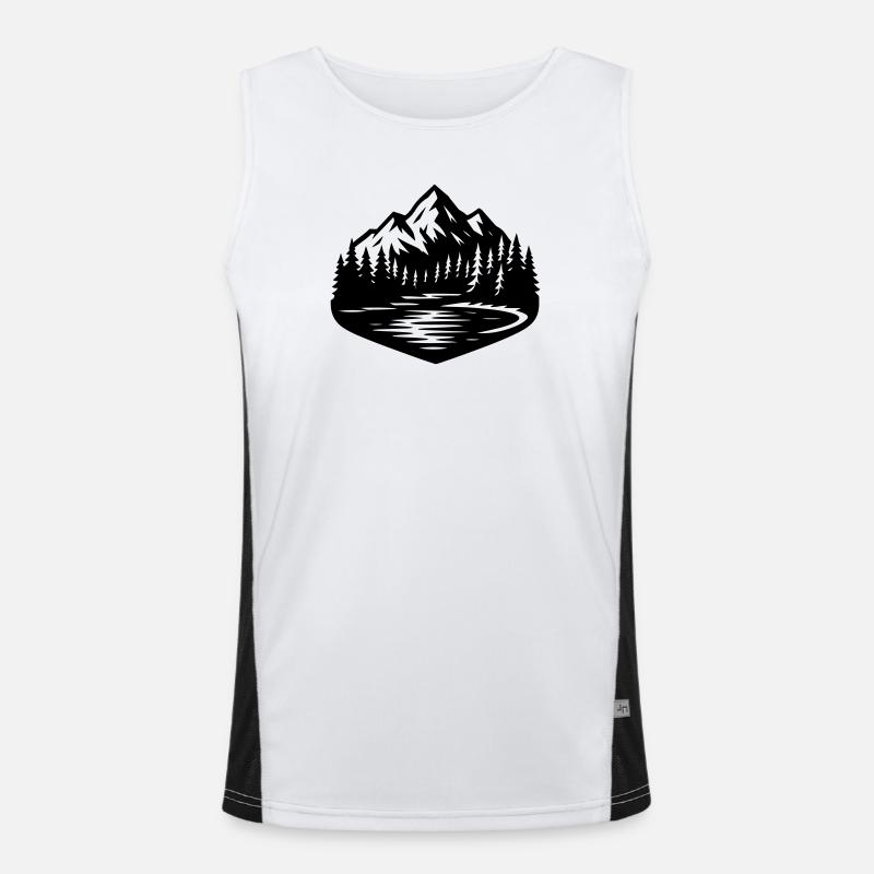 Berge Landschaft Wald Funktionelles Kontrast-Tank Top für Männer 