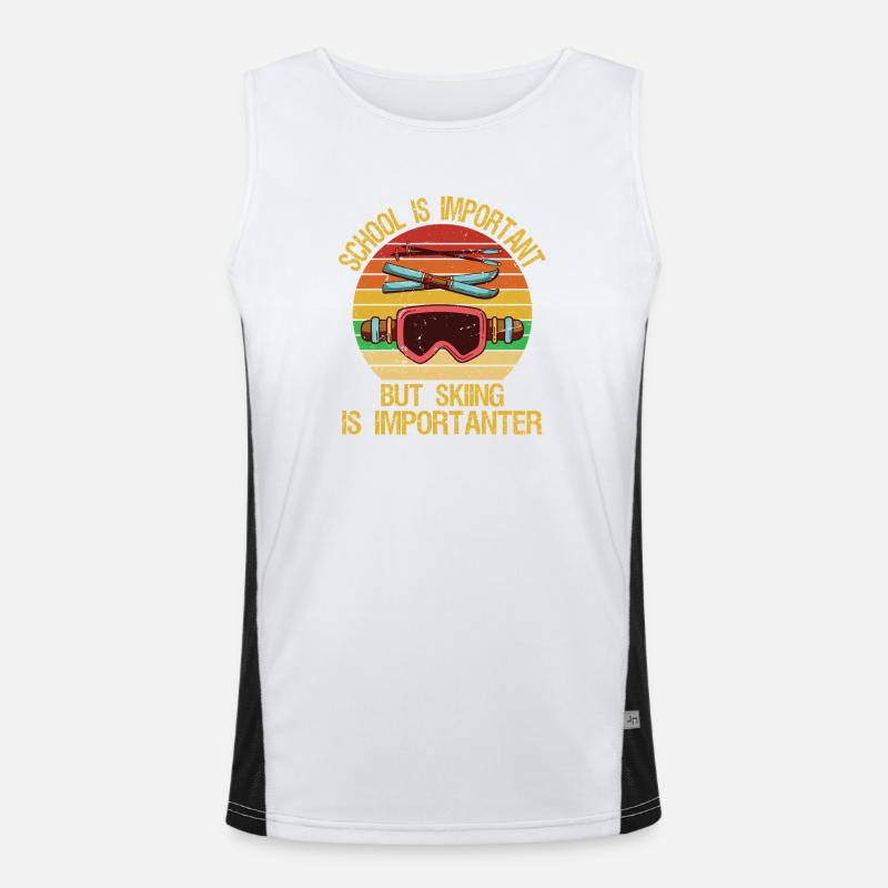 School Is Important But Skiing Is Importuner Funktionelles Kontrast-Tank Top für Männer 