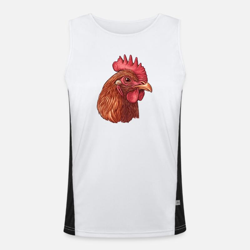 Chicken face in pop art style Men's Functional Contrast Tank Top 