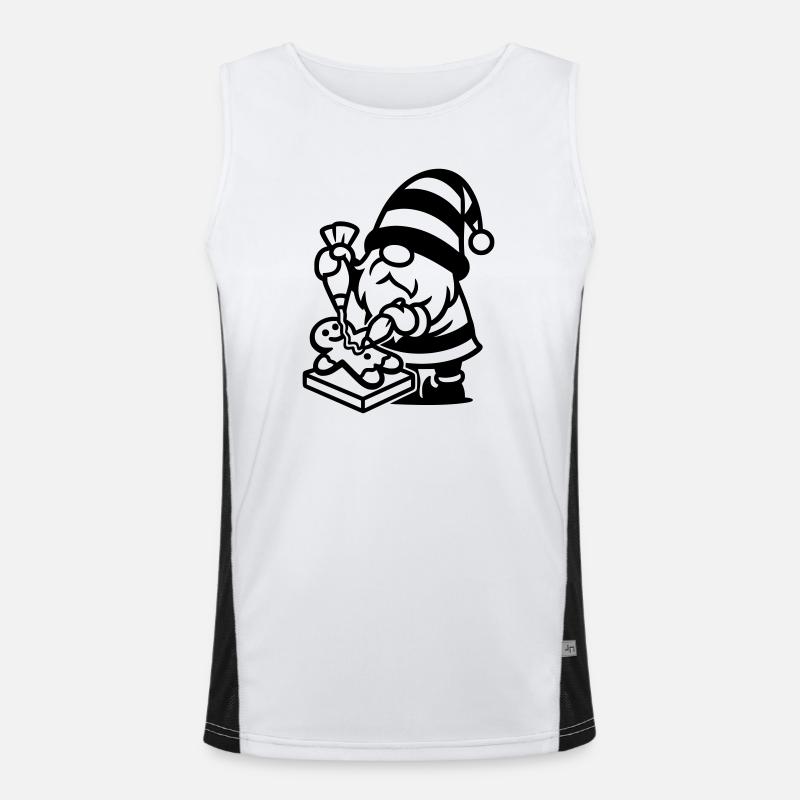 Gingerbread Baking Gnome - Men's Functional Contrast Tank Top  - white/black