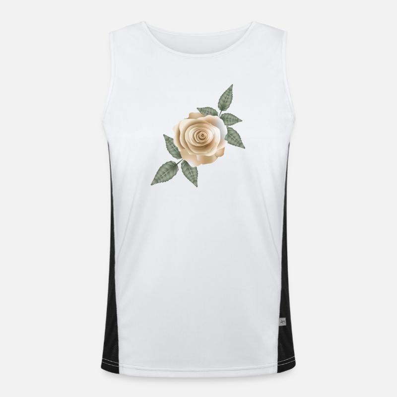 Delicate sand-coloured rose with soft leaf accents Men's Functional Contrast Tank Top 
