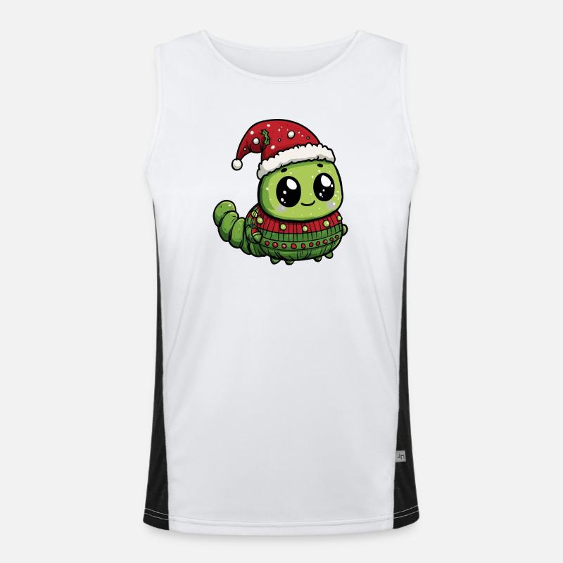 Worm Christmas Xmas Men's Functional Contrast Tank Top 