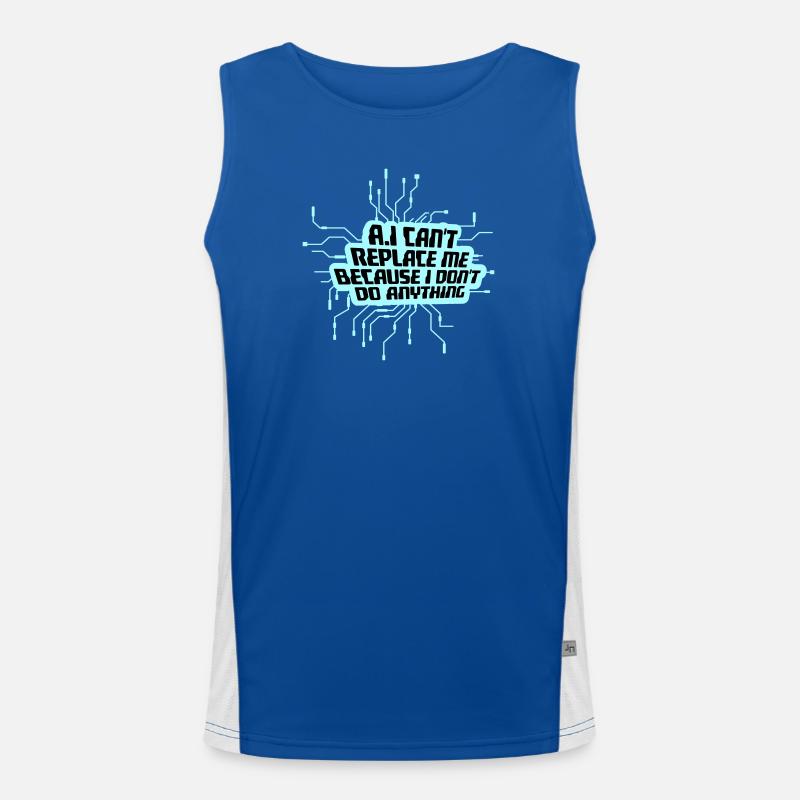 AI Can't Replace Me I Don't Do Anything Humor Witz Funktionelles Kontrast-Tank Top für Männer 