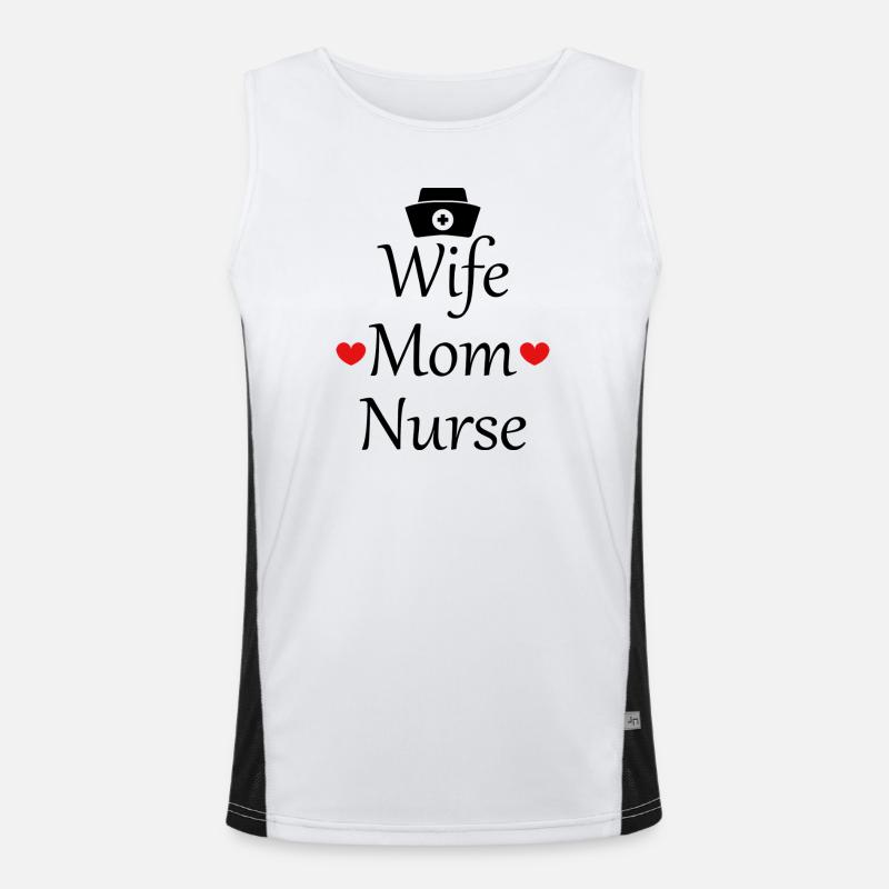 Ehefrau, Mutter, Krankenschwester Funktionelles Kontrast-Tank Top für Männer 