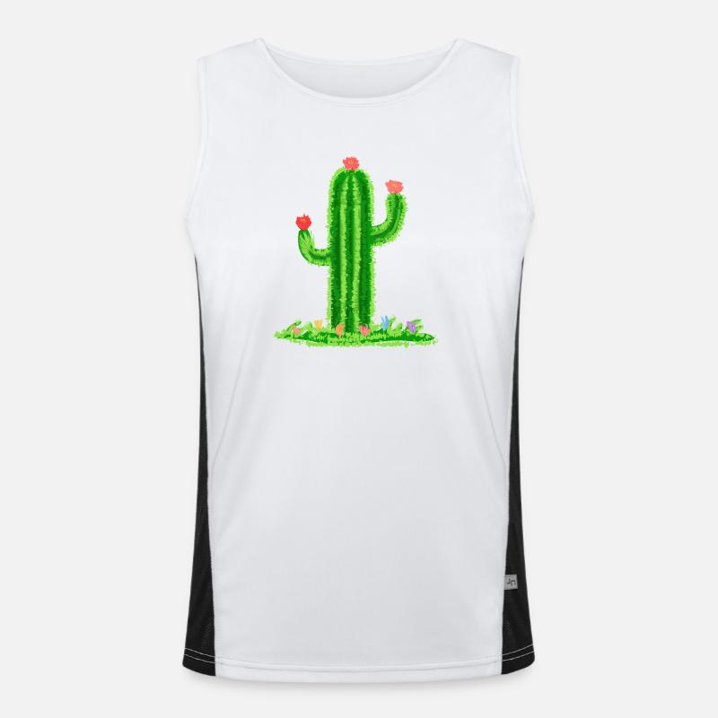 Cactus with flower Men's Functional Contrast Tank Top 