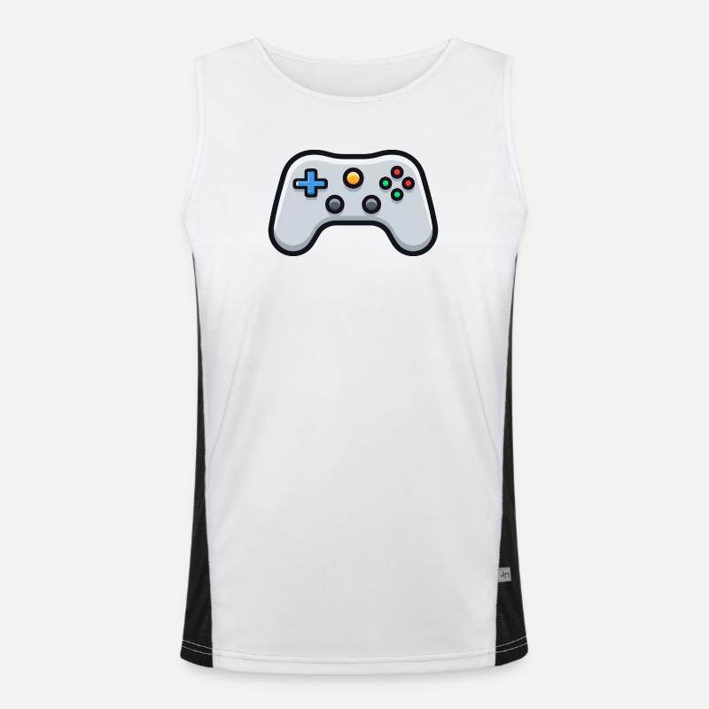 Gamepad Logo, Controller, Retro Console - Men's Functional Contrast Tank Top  - white/black