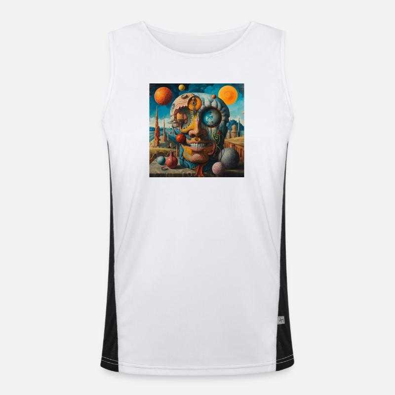 Surrealer Planeten-Schädel Funktionelles Kontrast-Tank Top für Männer 