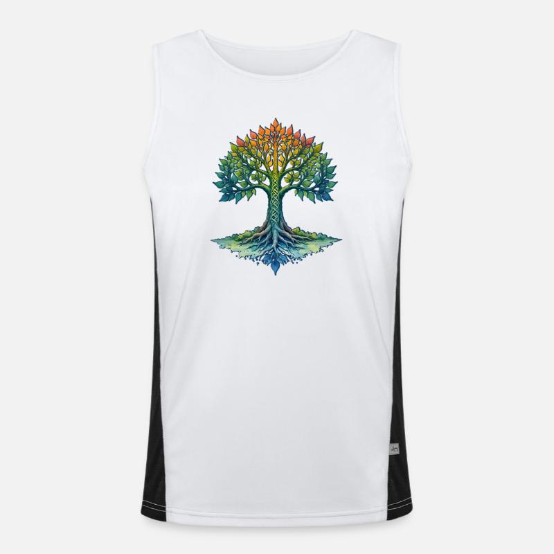 Regenbogenbaum des Lebens Funktionelles Kontrast-Tank Top für Männer 