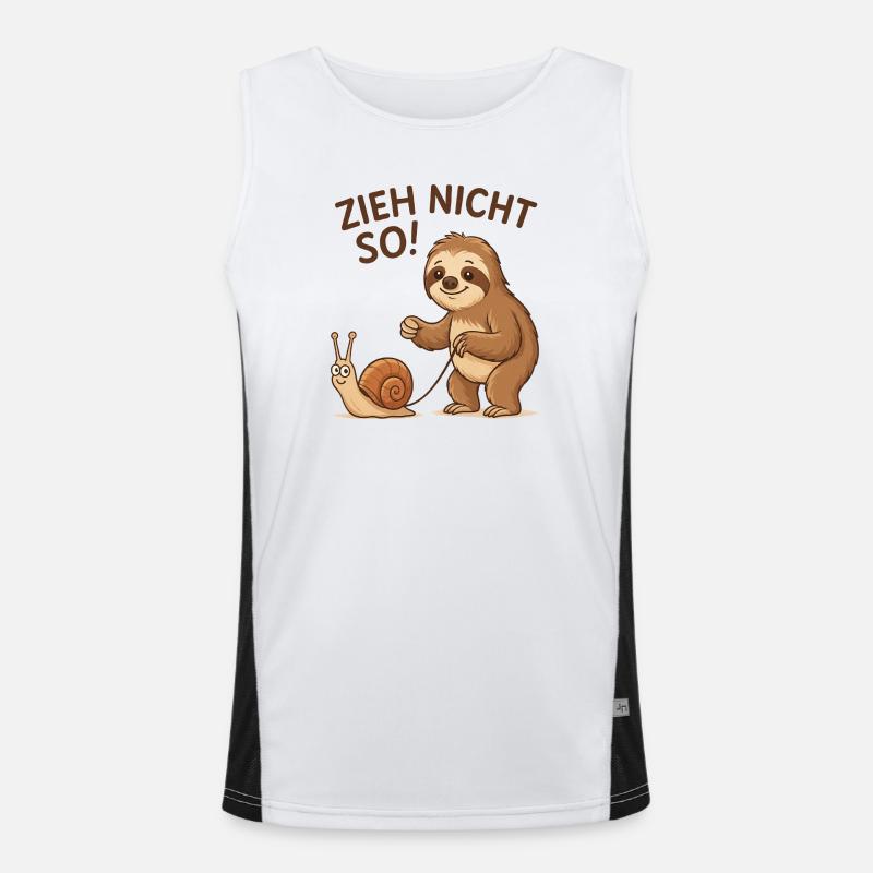 Don't pull like that! Sloth Snail - Men's Functional Contrast Tank Top  - white/black