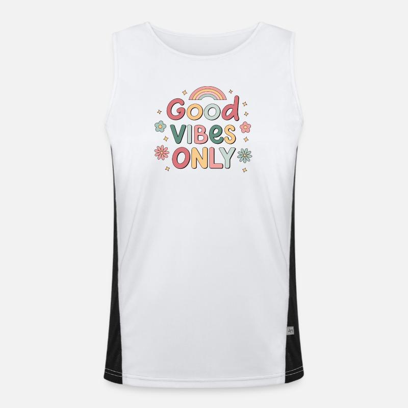 Gute Vibes, Pastellregenbogen Funktionelles Kontrast-Tank Top für Männer 