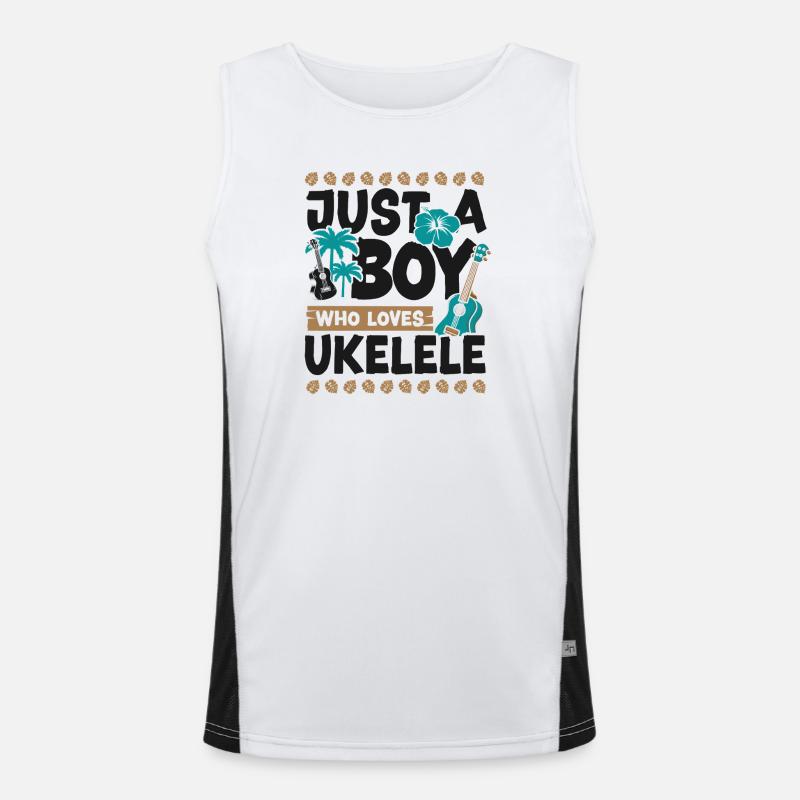 Hawaiian Ukulele Uke Boy Just A - Men's Functional Contrast Tank Top  - white/black