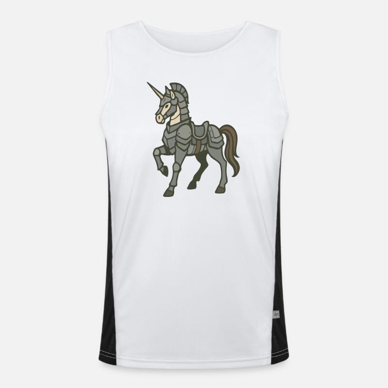 Fantasy-Design schwer gepanzerter Einhornritter Funktionelles Kontrast-Tank Top für Männer 