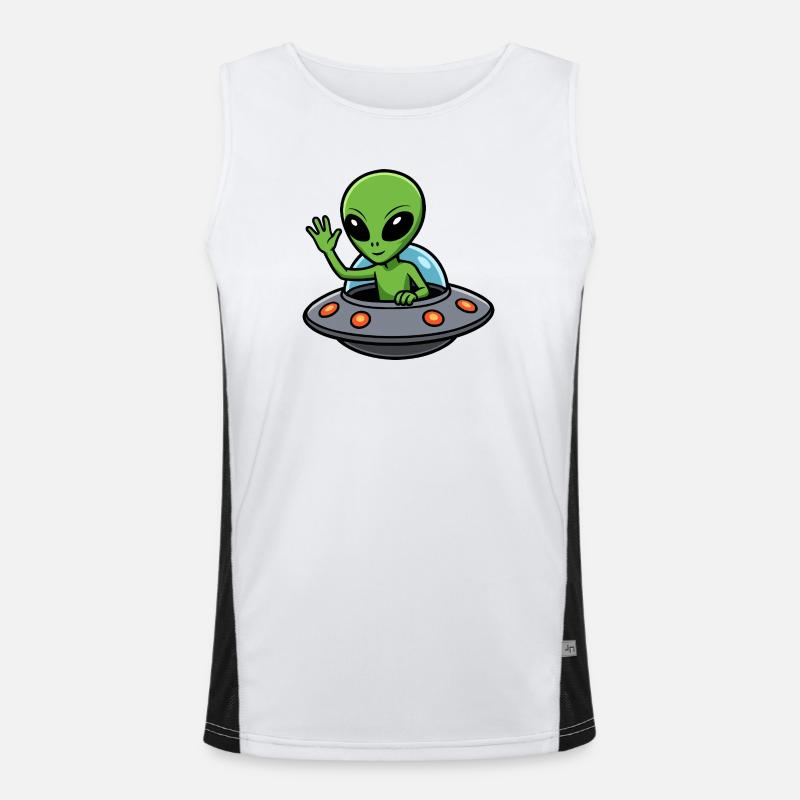 Außerirdischer Gruß im UFO Funktionelles Kontrast-Tank Top für Männer 