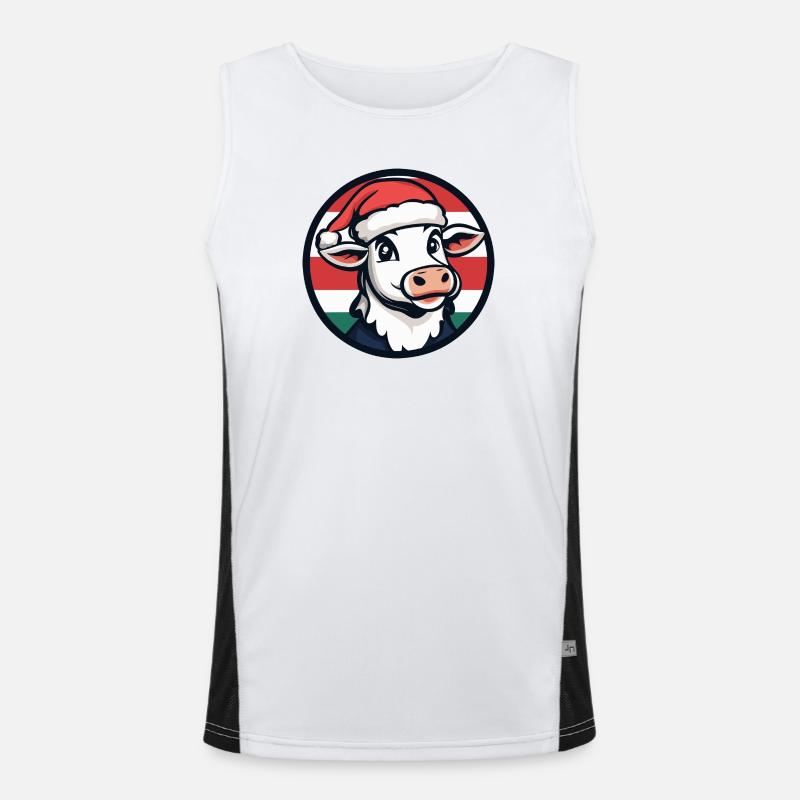 Weihnachtskuh im Festtagsrot-Grün Funktionelles Kontrast-Tank Top für Männer 