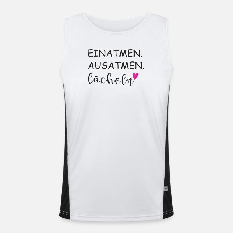 Inhale Exhale Smile Sayings Statement Men's Functional Contrast Tank Top 