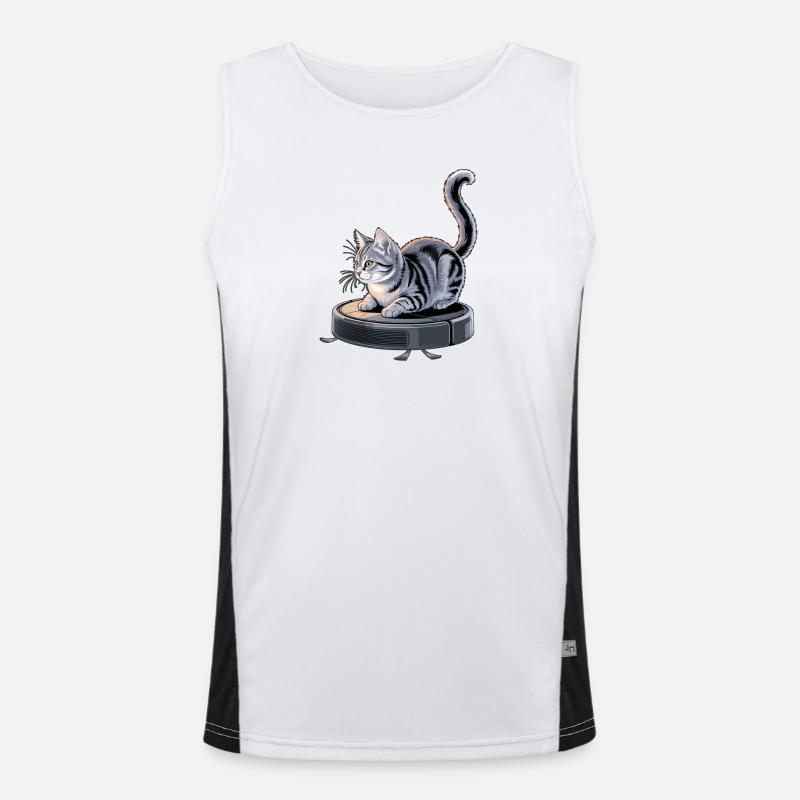 Cute Cat Robot Vacuum Cleaner Vacuum Cleaner Men's Functional Contrast Tank Top 