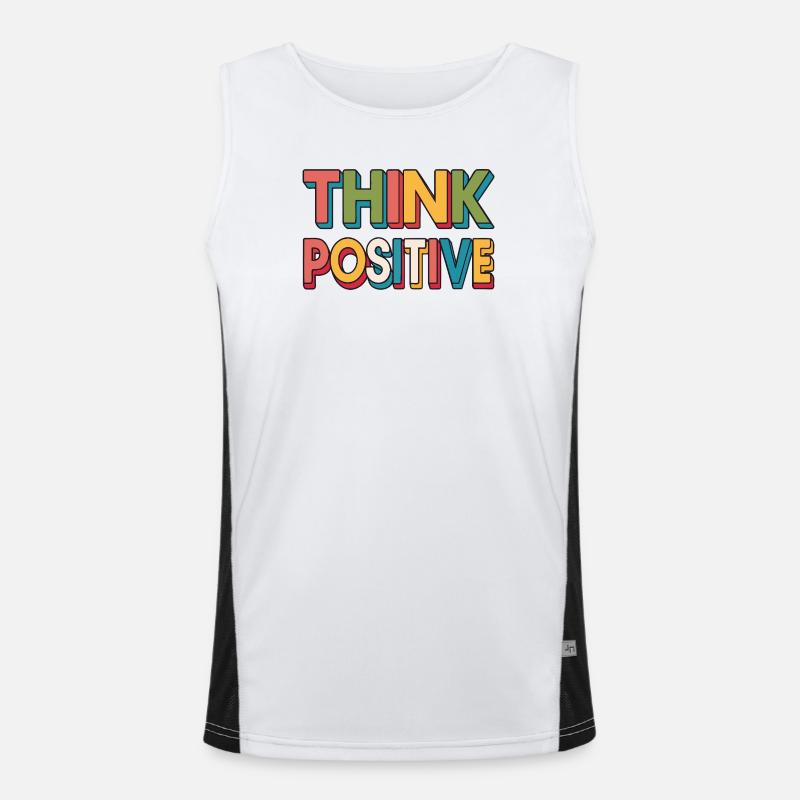 Denken Sie an Positive Retro Rainbow Funktionelles Kontrast-Tank Top für Männer 