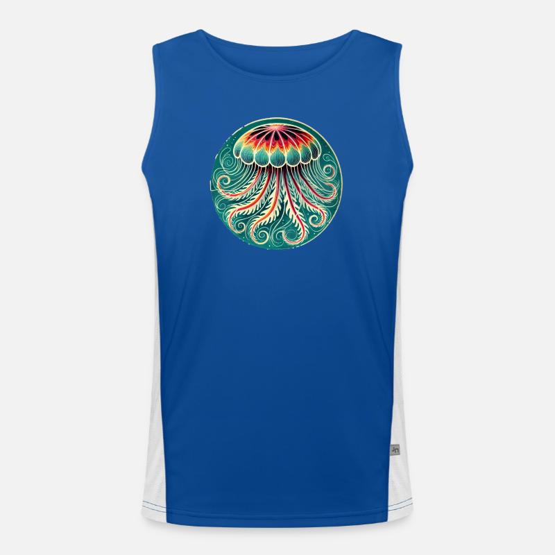 Vibrant Jellyfish Mandala Men's Functional Contrast Tank Top 