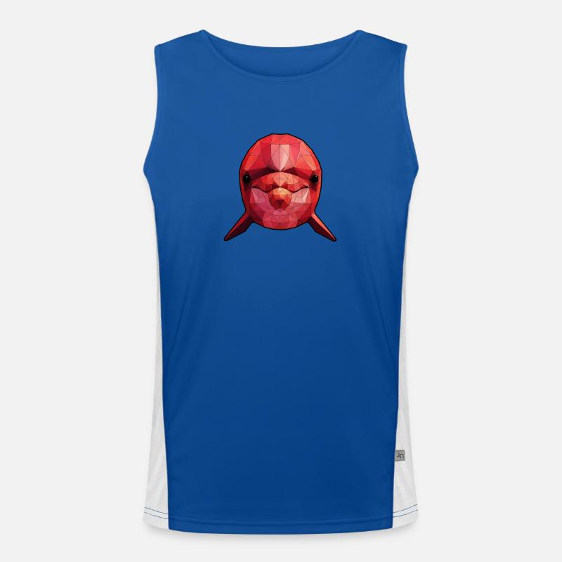 Red Polygon Fish Geometric Art Men's Functional Contrast Tank Top 