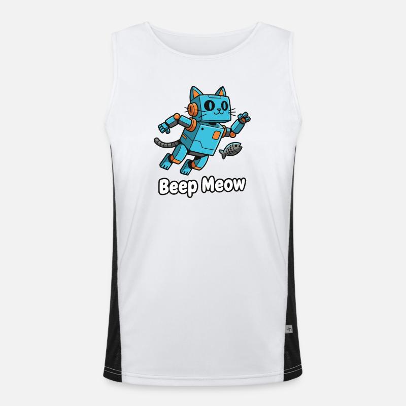 Chat robot bleu Bip Miaou Débardeur respirant contrasté Homme 