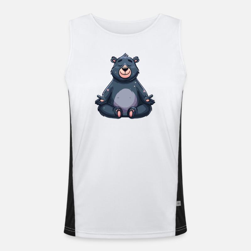 Zen-Bär Meditierend Funktionelles Kontrast-Tank Top für Männer 