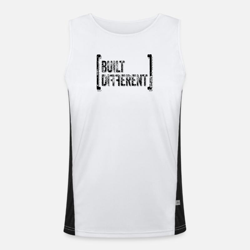 Built Different – Trend Statement Typo Spruch Funktionelles Kontrast-Tank Top für Männer 