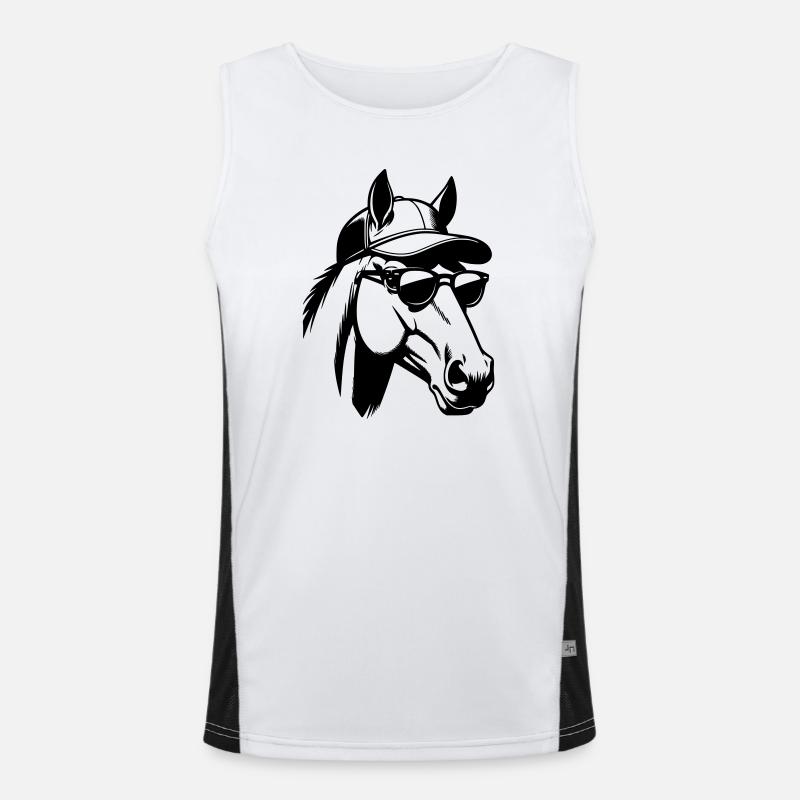 Pferdekopf mit Sonnenbrille und Baseballcap Funktionelles Kontrast-Tank Top für Männer 