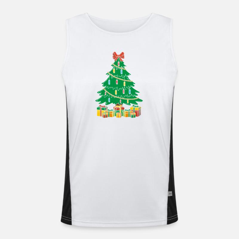 Funny Harmonica Player Christmas Tree Harmonica - Men's Functional Contrast Tank Top  - white/black