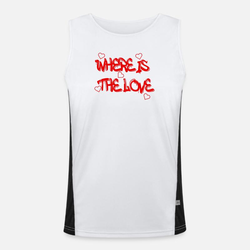 "Wo ist die Liebe" – ein kraftvolles Design, das einlädt Funktionelles Kontrast-Tank Top für Männer 