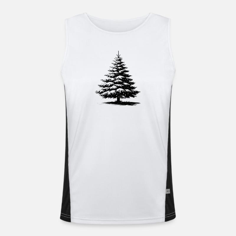 Schneebedeckte Weihnachtskiefer Funktionelles Kontrast-Tank Top für Männer 