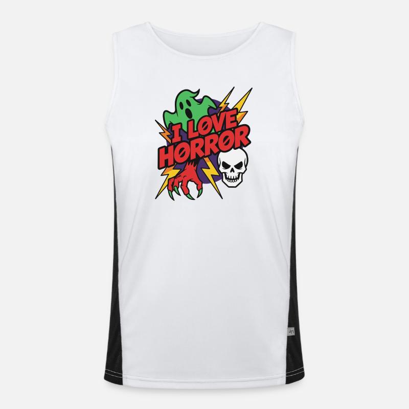 Ich liebe Horror Retro Cartoons Funktionelles Kontrast-Tank Top für Männer 