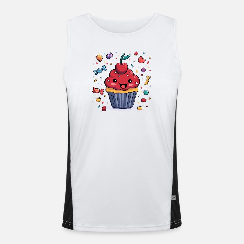 Kawaii Cupcake mit Konfetti Funktionelles Kontrast-Tank Top für Männer 