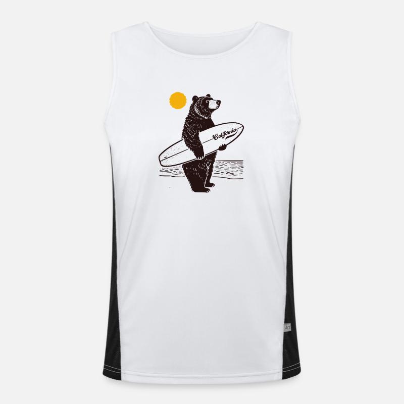 California Surf Bär Funktionelles Kontrast-Tank Top für Männer 