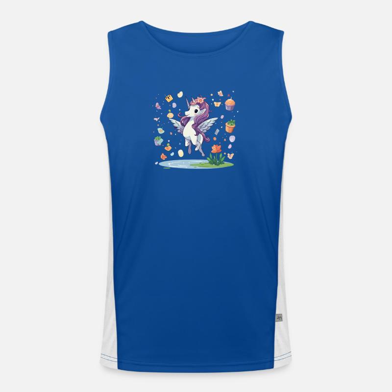 Pastell-Einhorn mit Konfetti-Zauber Funktionelles Kontrast-Tank Top für Männer 