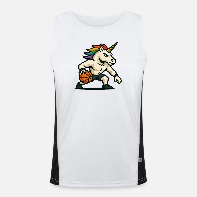 Regenbogen-Einhorn-Dribbler Funktionelles Kontrast-Tank Top für Männer 