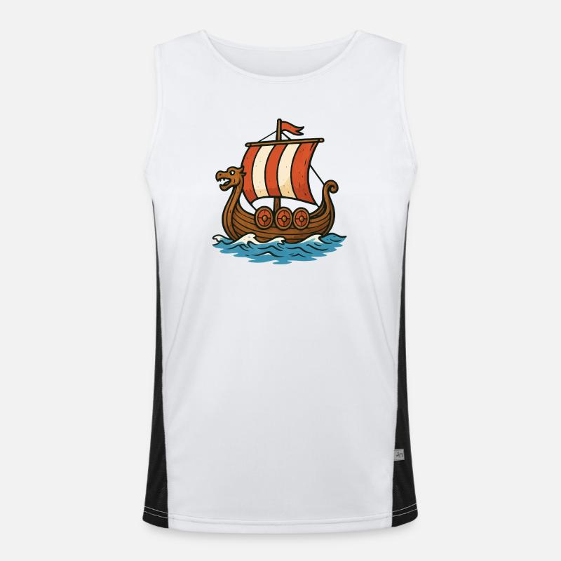 Wikingerboot mit rotem Segel Funktionelles Kontrast-Tank Top für Männer 
