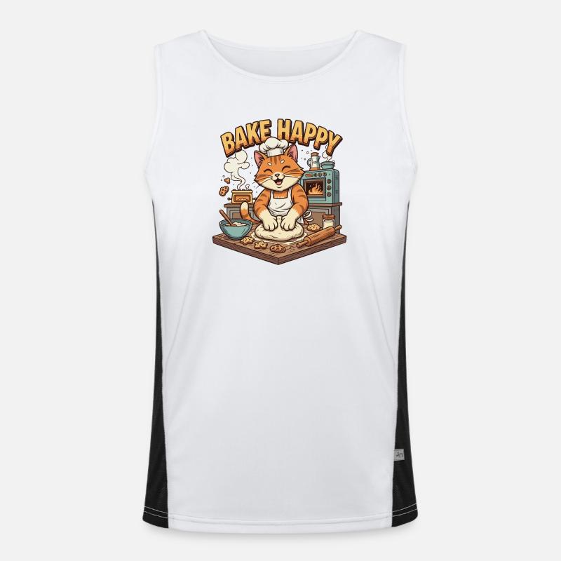 Backfreude Katze Bäckt Cookies Funktionelles Kontrast-Tank Top für Männer 