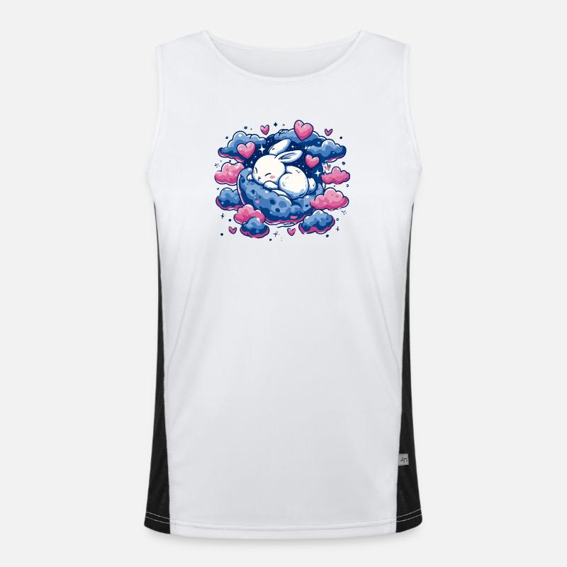 Moondream bunny on cloud heart Men's Functional Contrast Tank Top 