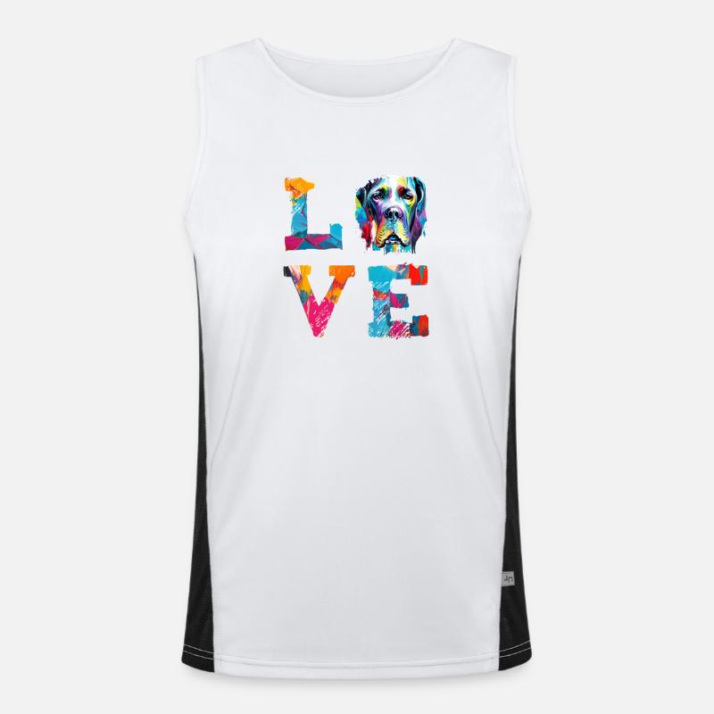 Great Dane Love Colorful Abstract Paint Splatter Men's Functional Contrast Tank Top 