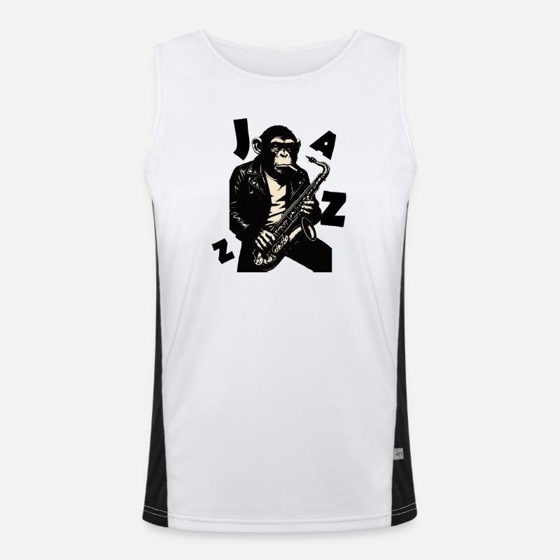 Singe saxophone en veste de cuir Débardeur respirant contrasté Homme 