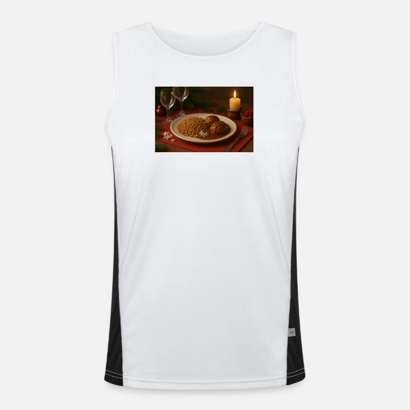 Festlicher Buchweizen-Fleischbällchen Teller Funktionelles Kontrast-Tank Top für Männer 