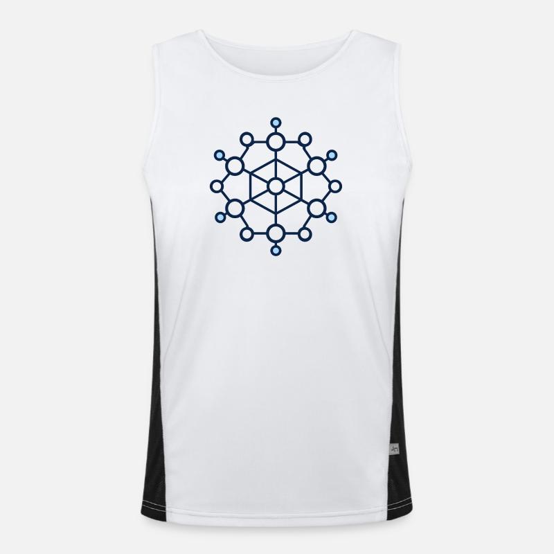 Geometric Node Network - Men's Functional Contrast Tank Top  - white/black