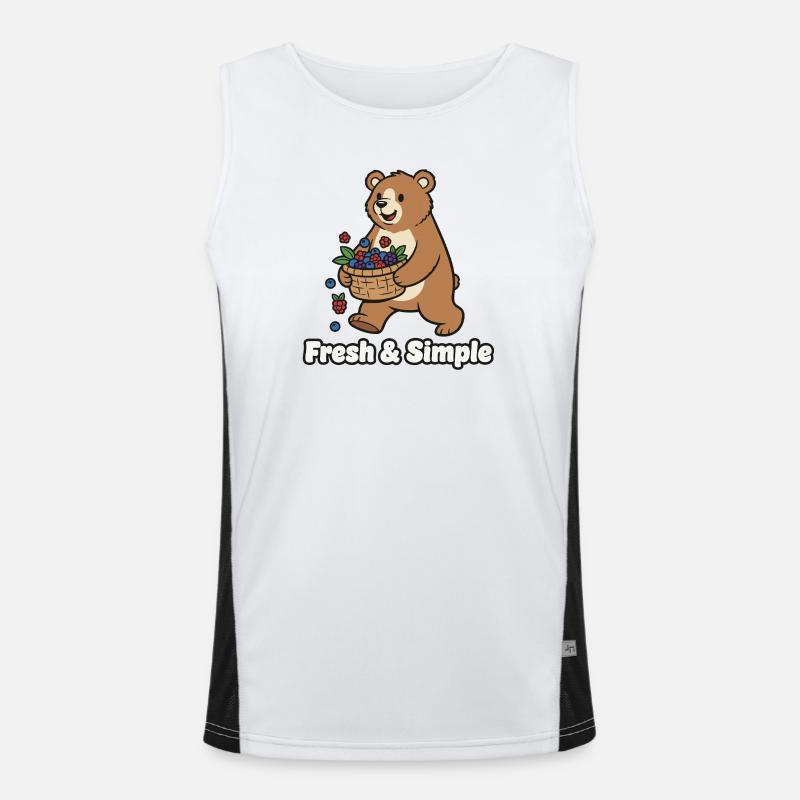 Berry Basket Bear Illustration Men's Functional Contrast Tank Top 