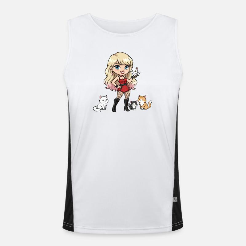Rock Star with Cats Men's Functional Contrast Tank Top 