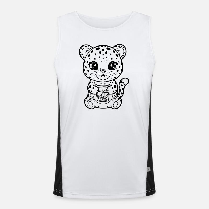 Leopard mit Becher Funktionelles Kontrast-Tank Top für Männer 