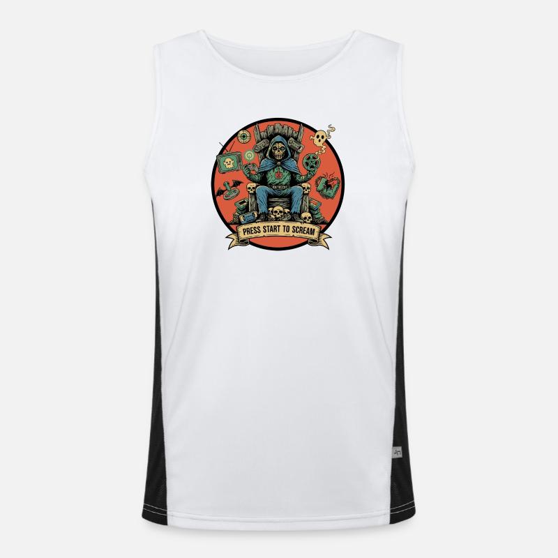 Skeleton Gamer Press Start to Scream Men's Functional Contrast Tank Top 