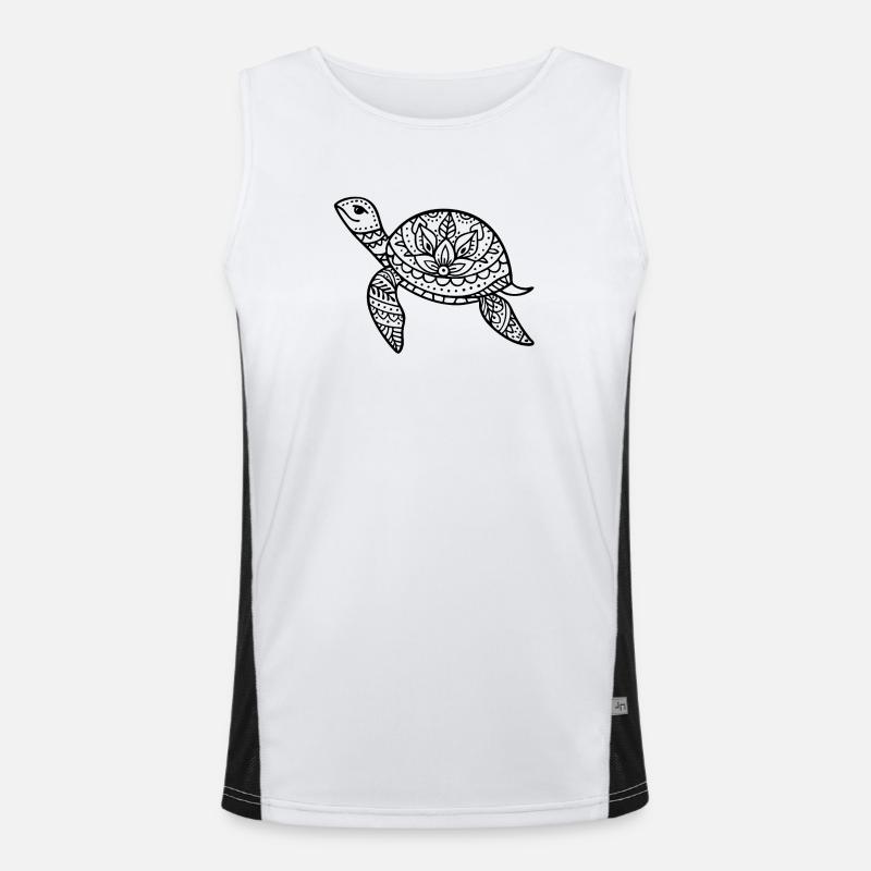 Boho turtle sea illustration Boho style - Men's Functional Contrast Tank Top - white/black