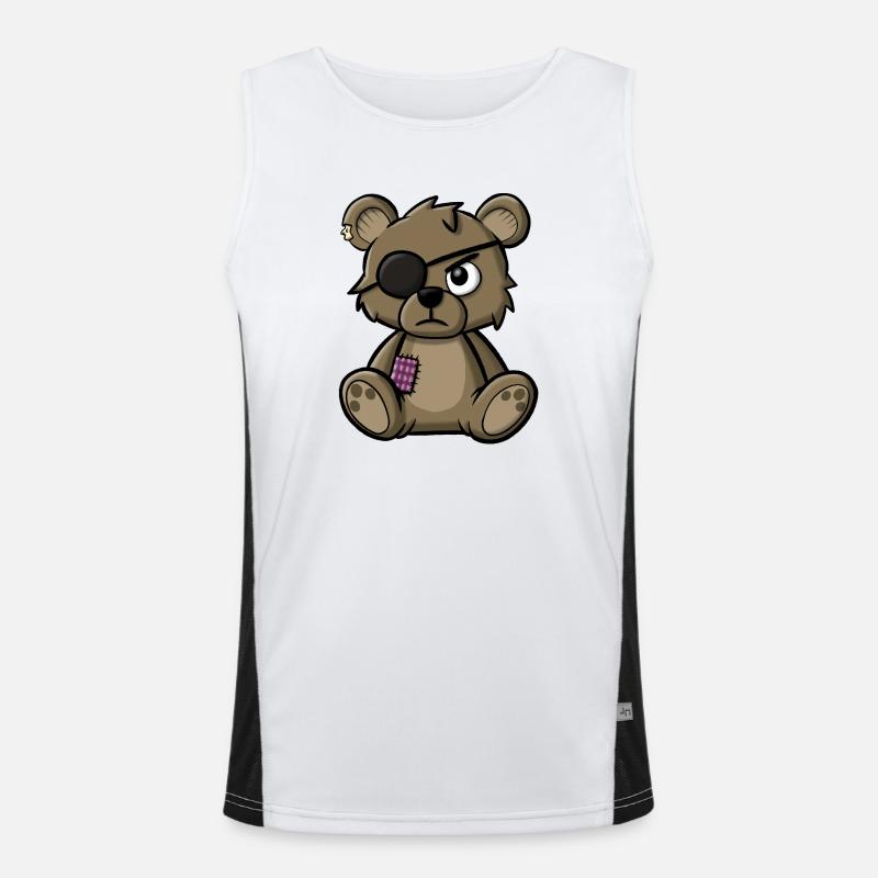 Teddy bear with eye patch Men's Functional Contrast Tank Top 