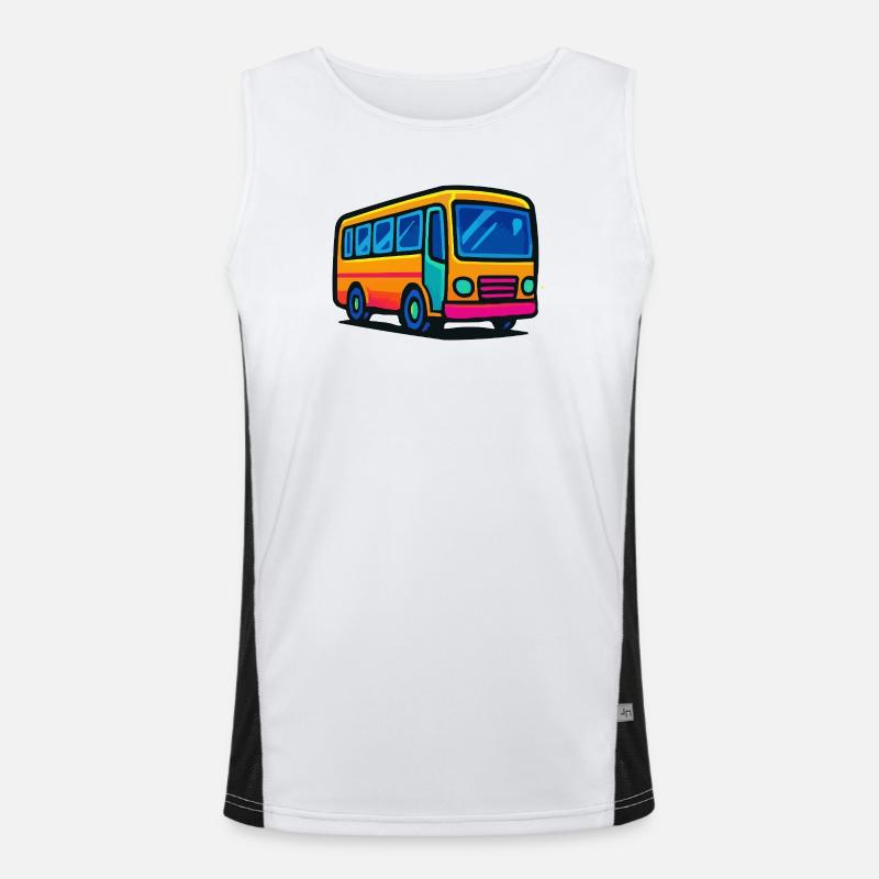  Comic-Bus Illustration Funktionelles Kontrast-Tank Top für Männer 